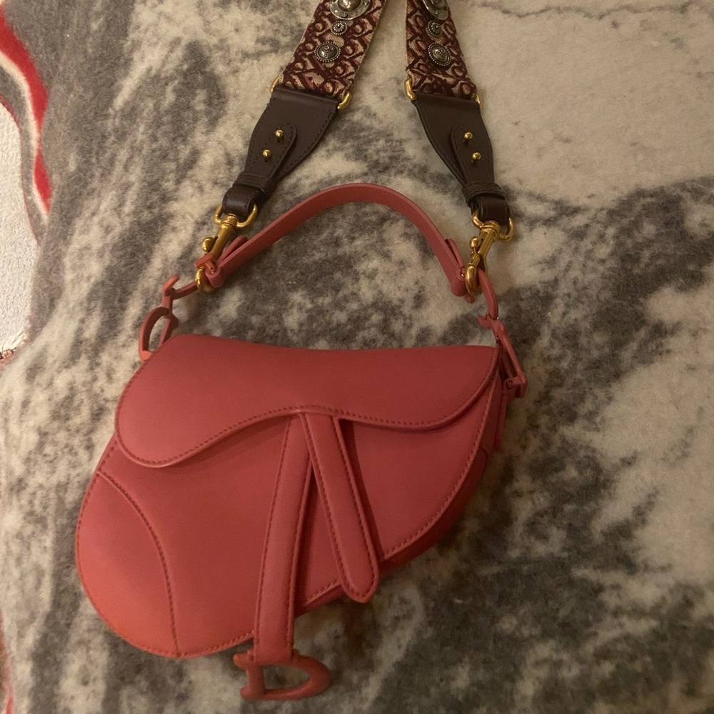 Dior Pink Mini Bag with Brown Strap